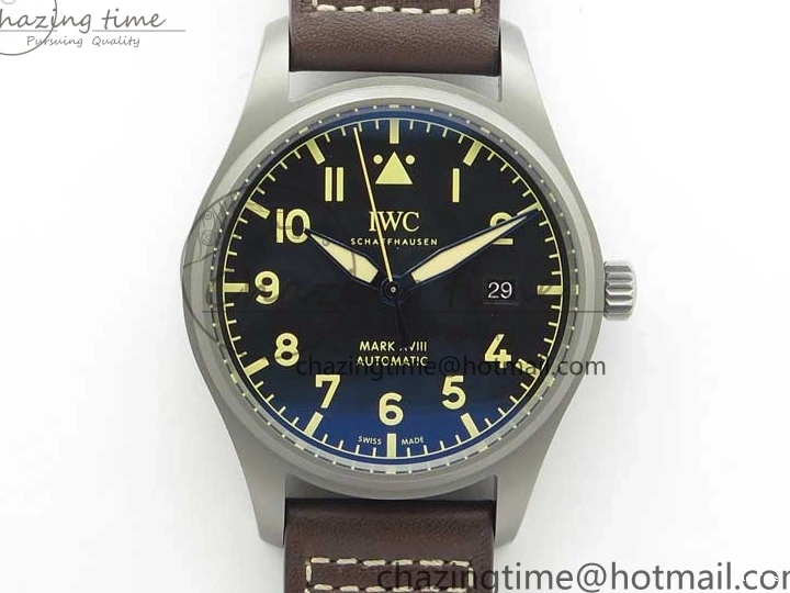 MIROTIME 0507 Mark XVIII IW327006 Titanium V7F 1:1 Best Edition Black Dial on Brown Leather Strap A Attractive 7080